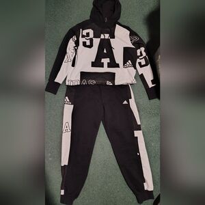 Adidas Monochrome Graphic Hoodie and Joggers L/M
